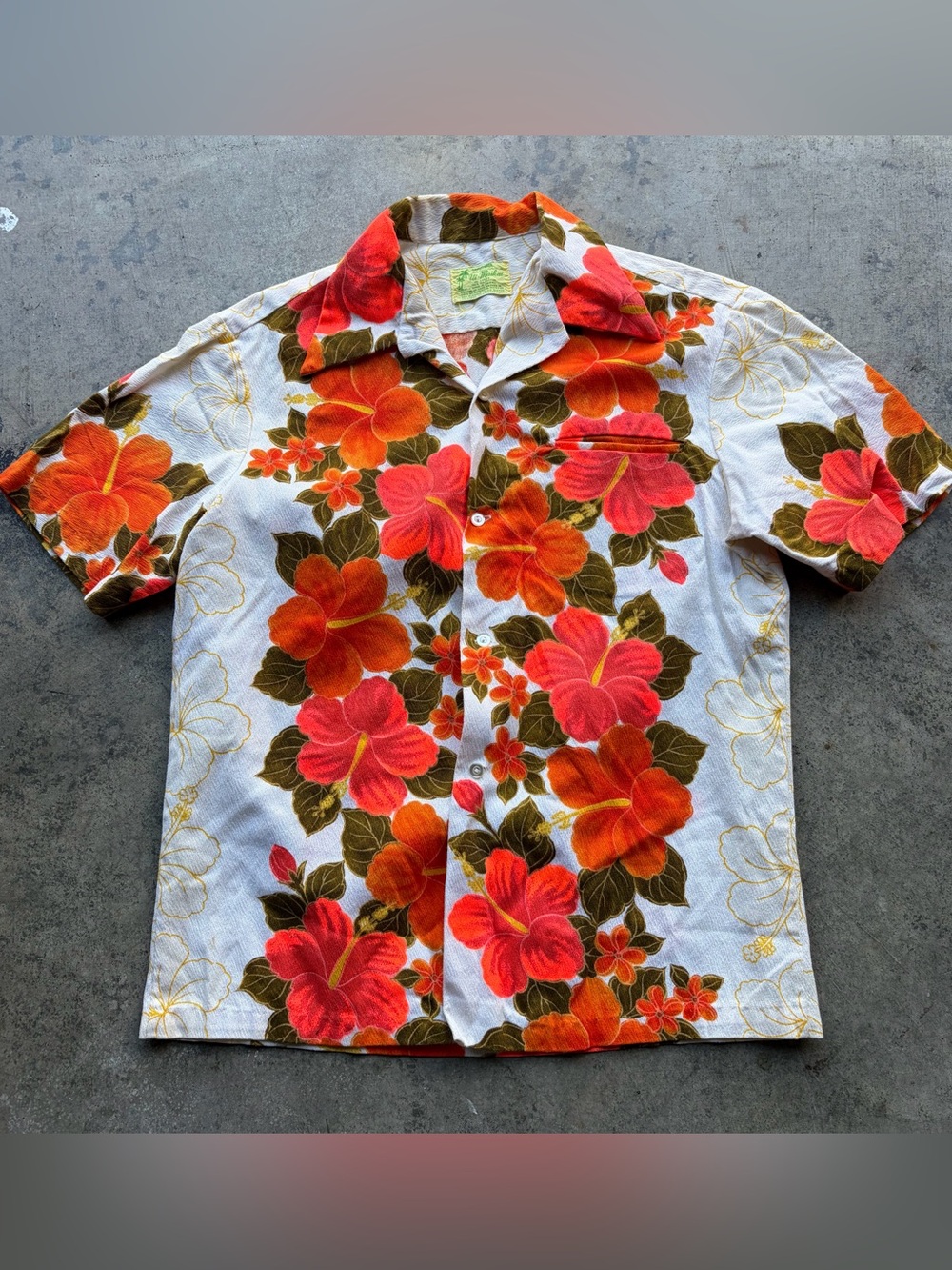 Vintage 60s 70s Psychedelic Hawaiian Shirt  Barkcloth Aloha Ui Makai Tiki